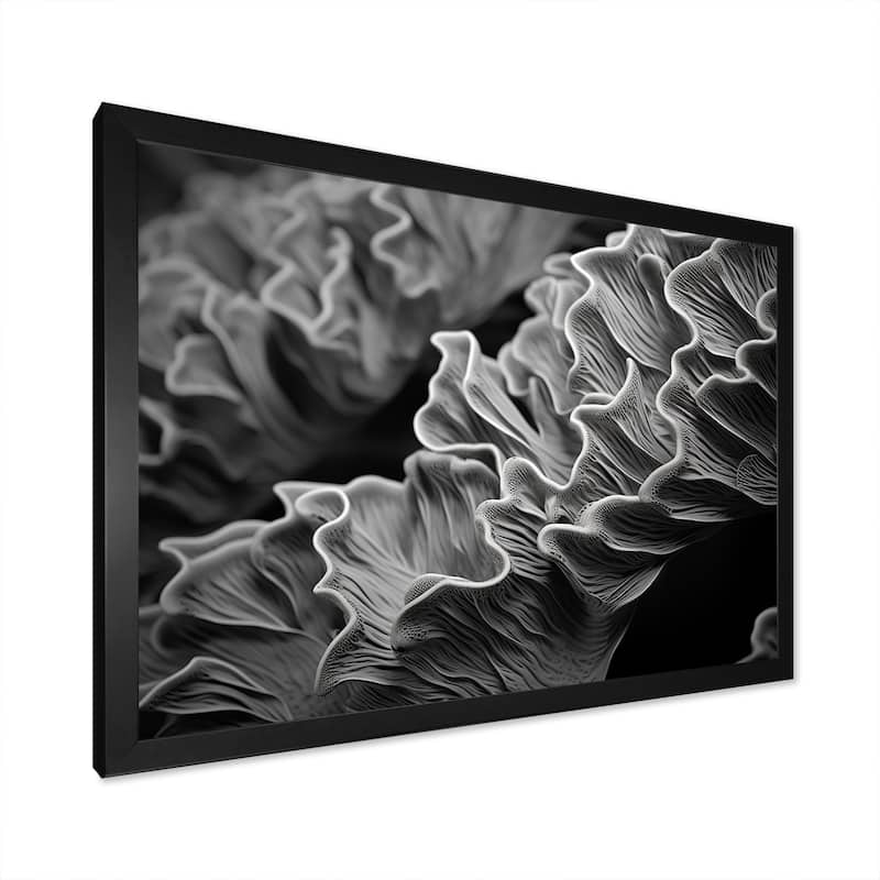 Designart "Black And White Coral Anemone Kingdom I" Coastal Coral Under